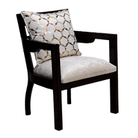 Projakto Teak Wood Fabric Upholstered Arm Chair in Brown Silver color 45° side view