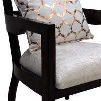 Projakto Teak Wood Fabric Upholstered Arm Chair in Brown Silver color zoom view handle