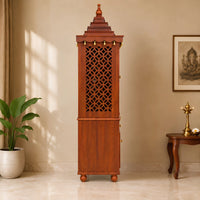 Pujadwar Teak Wood Pooja Mandap With Doors (Teak) Side View