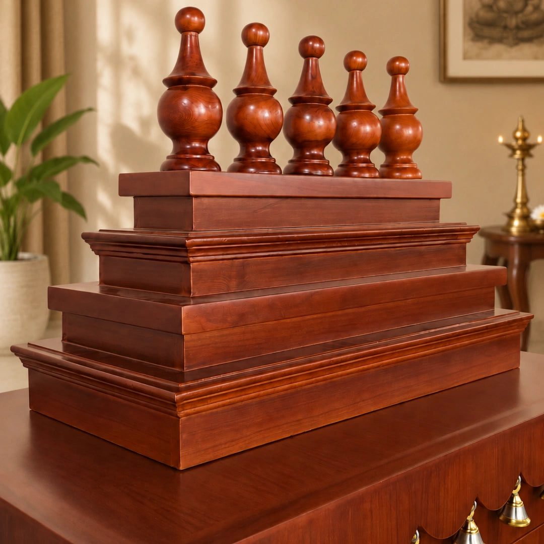 Pujadwar Teak Wood Pooja Mandap With Doors (Teak) Zoom on Dome