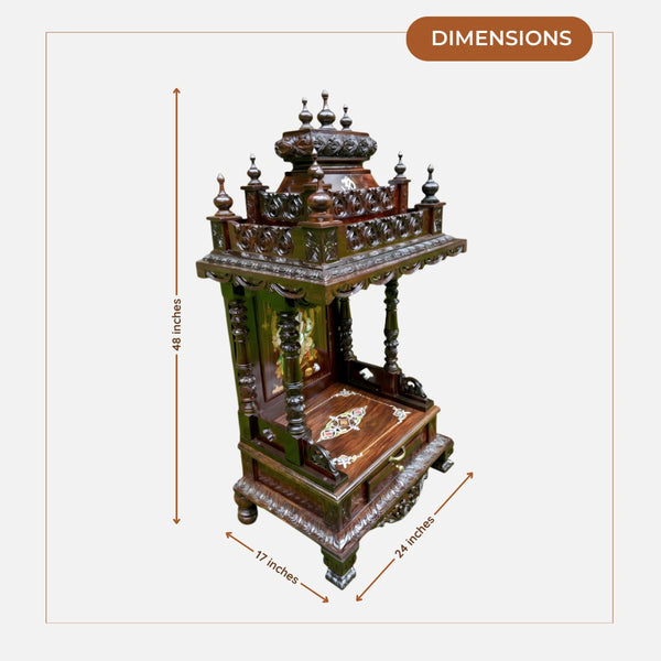Pushkaram Teak Wood Mandir (Brown)dimensions view 