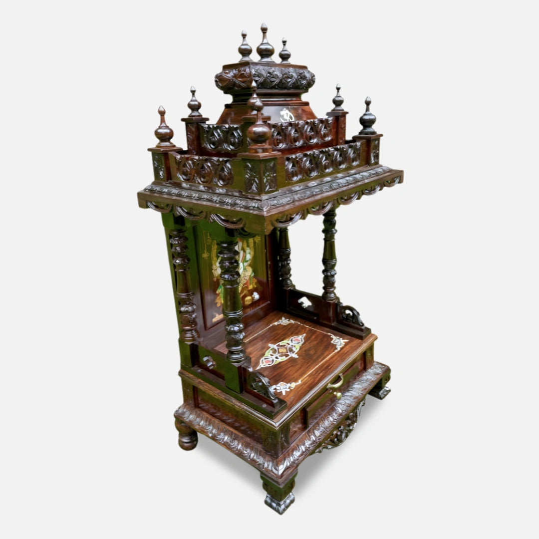 Pushkaram Teak Wood Mandir (Brown)side angle 