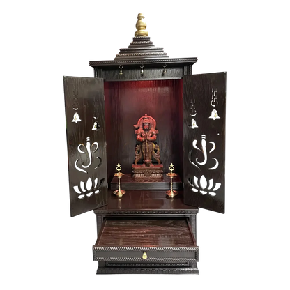 Rajdwar Teak Wood Mandap (Dark Brown) open door view
