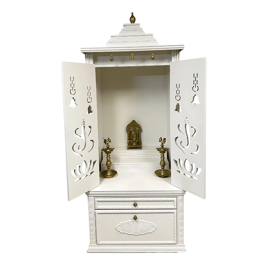 Rajdwar Teak Wood Mandap (White) open door view
