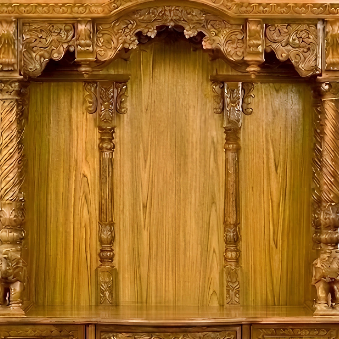 Rameswaram Teak Wood Mandap (Teak) open pooja area 
