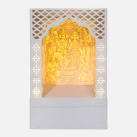 Ramved Wooden Corian Mandir (White) front view 