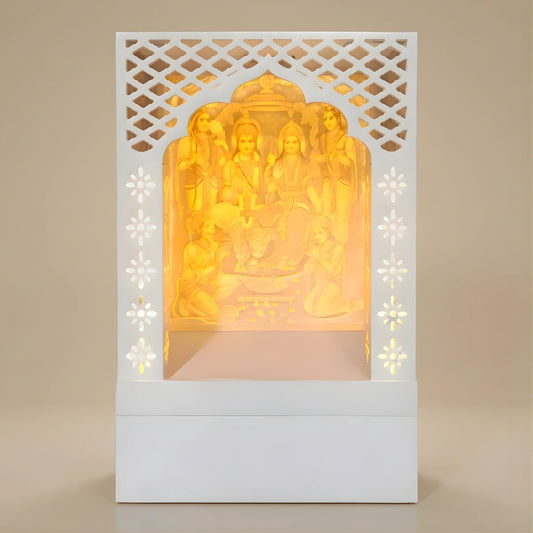 Ramved Wooden Corian Mandir (White)lifestyle view 