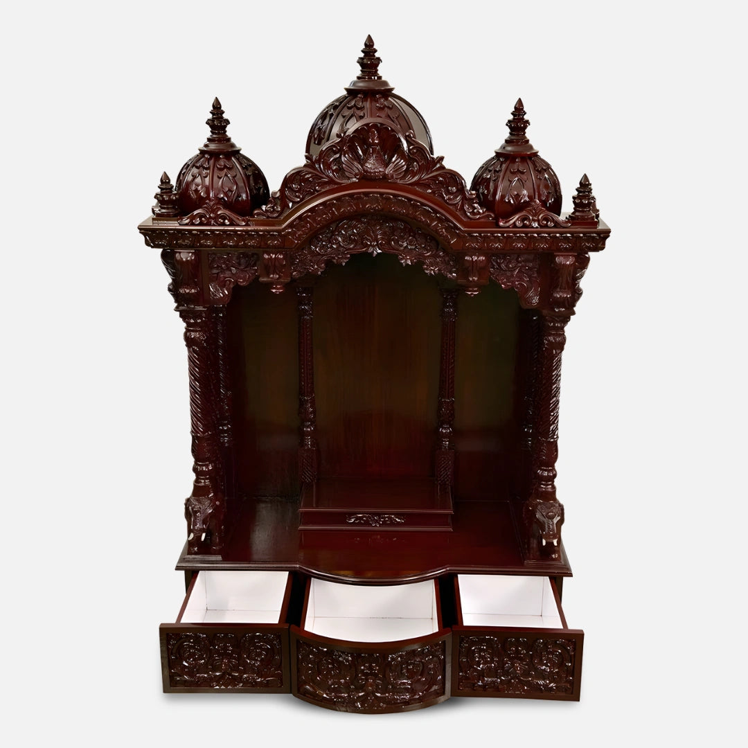  Ranganatha Teak Wood Mandap (Cherry) open drawer view