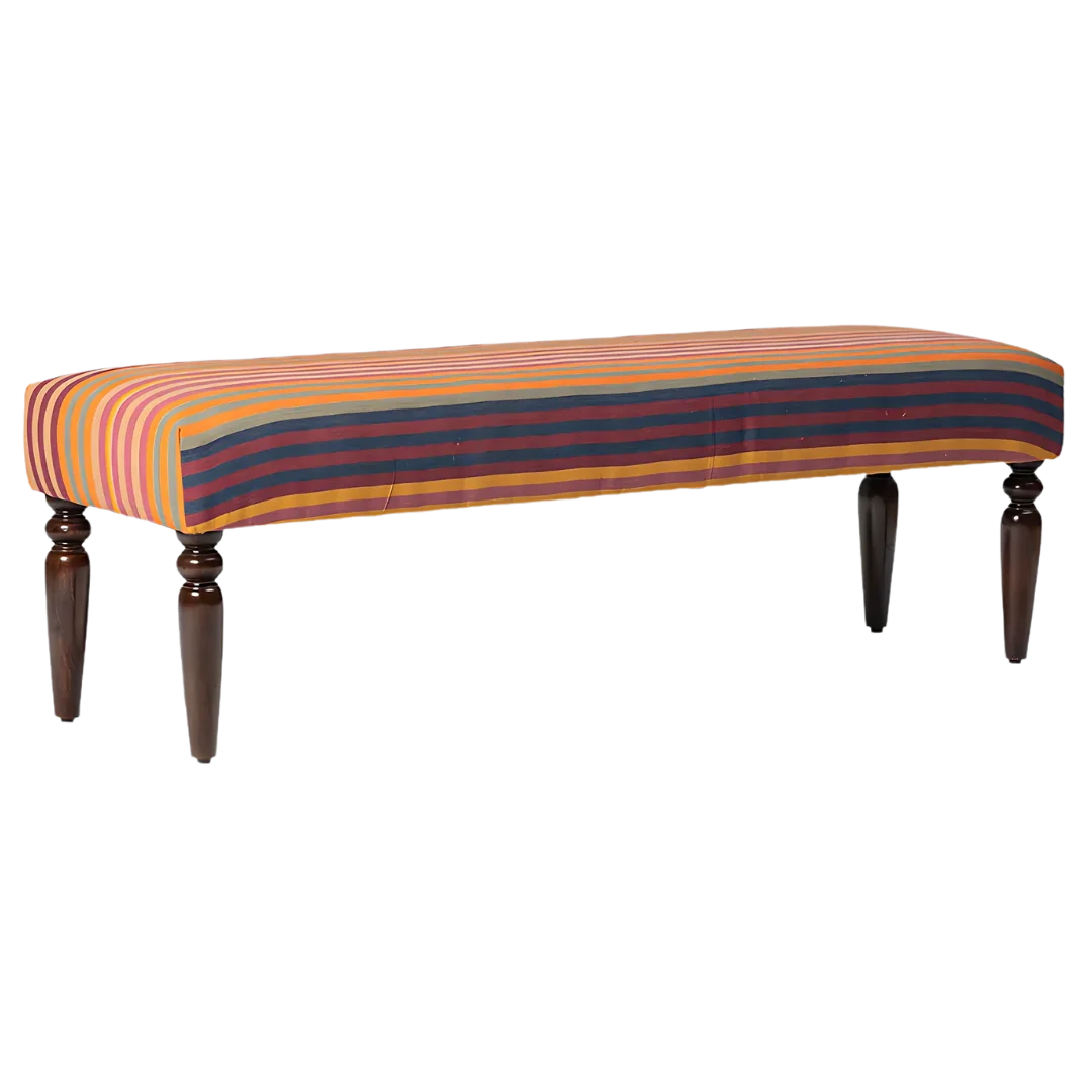 Rangvastra Teak Wood Bench (Brown) side angle