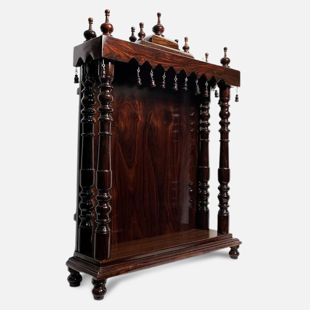 Ratnalekha Teak Wood Mandir (Brown) side angle 