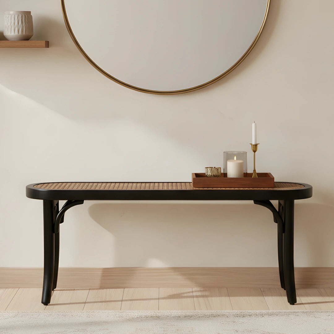 Rattuna Teak Wood Bench (Black) lifestyle image