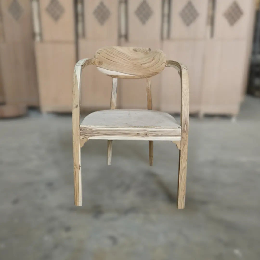 Raw Image of Abetos Teak Wood Arm Chairs (Brown Silver)