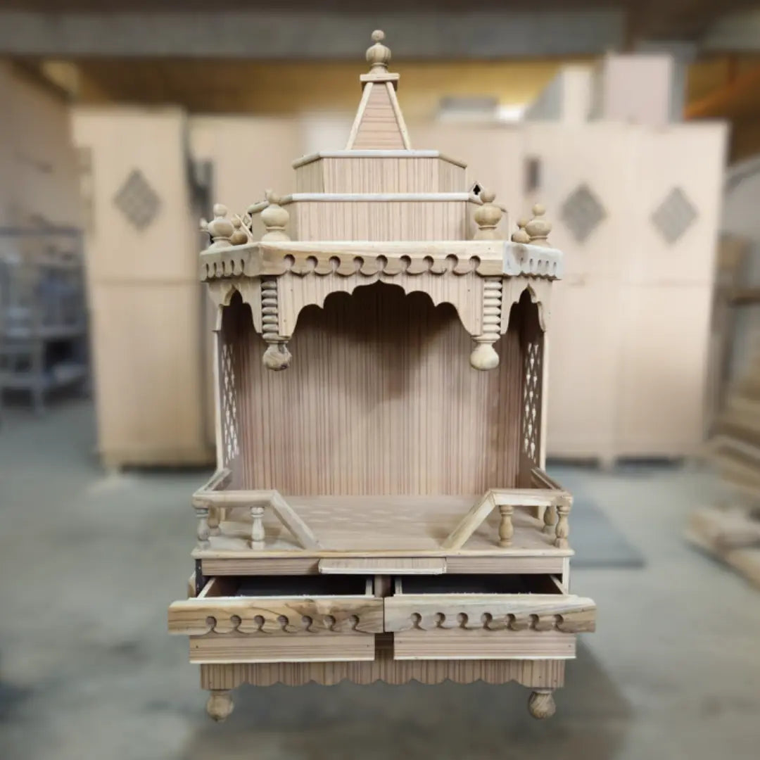 Raw Image of Brahma Sthana Medium Floor Rested Pooja Mandir (Brown Gold)