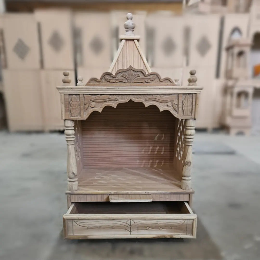 Raw Image of Divya Prakostha Pooja Mandir Wall Mount without Door (White Gold)