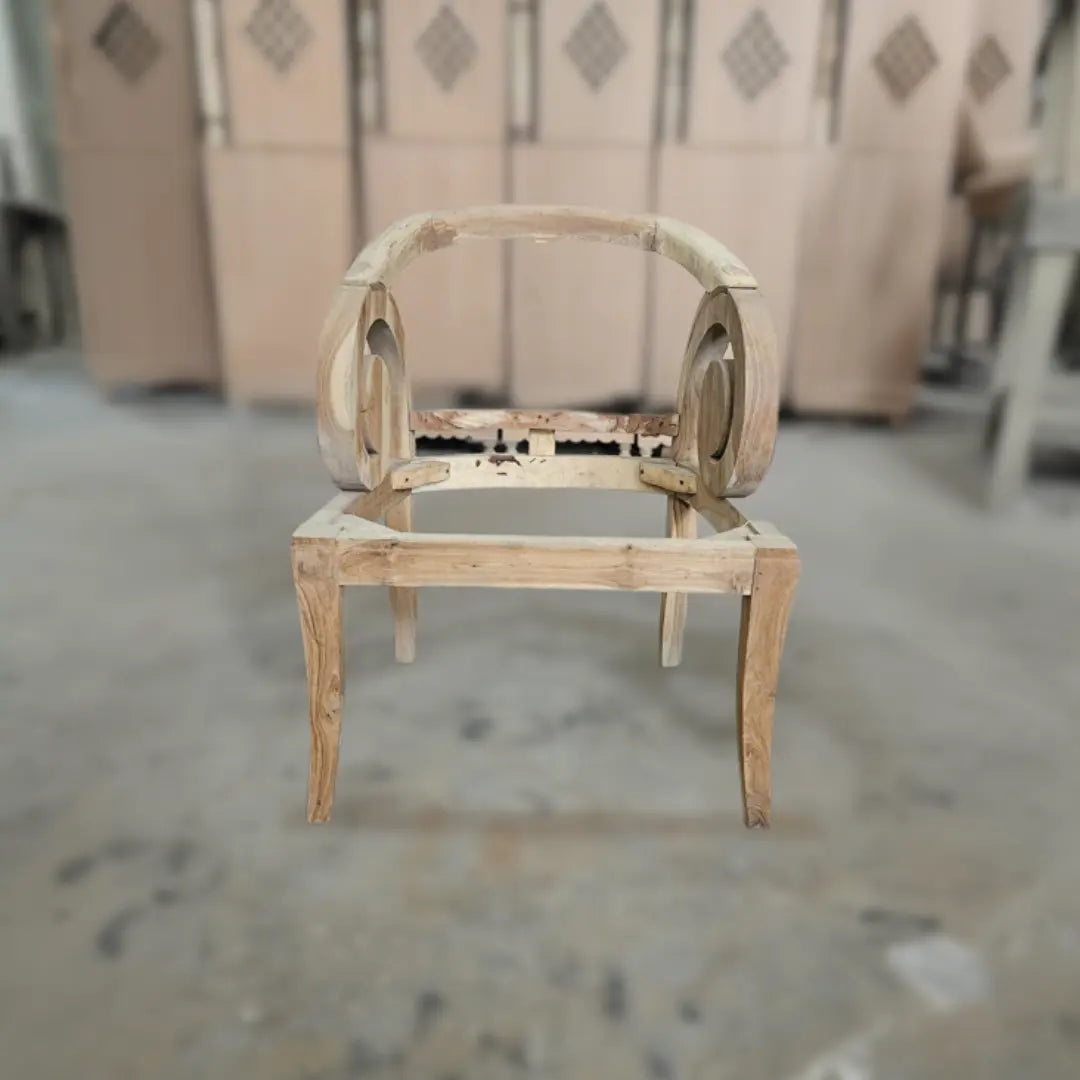 Raw Image of Ellipsum Teak Wood Fabric Upholstered Arm Chair (Teak)