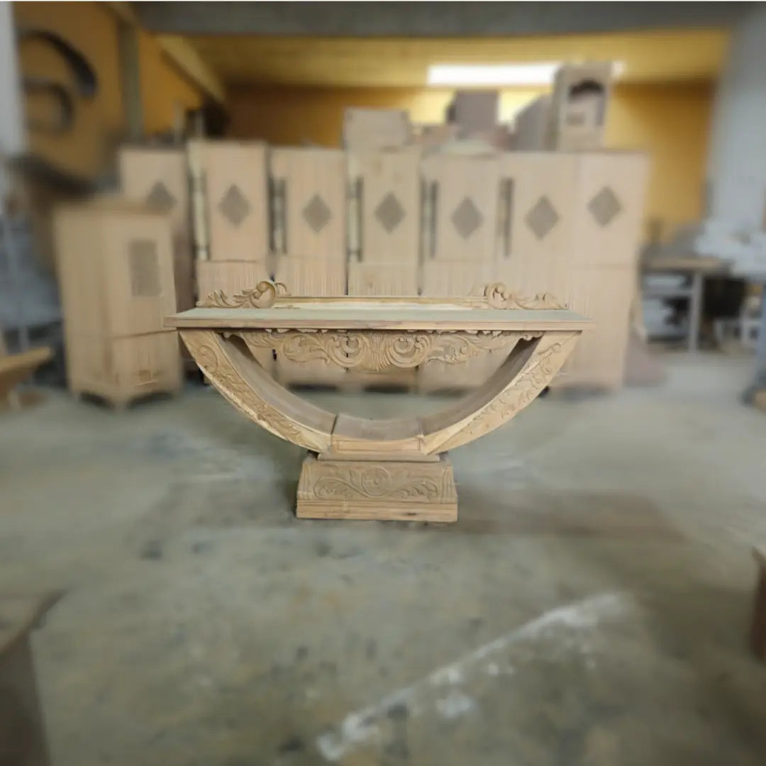 Raw Image of Ohsio Solid Wood Console Table (Brown Gold)