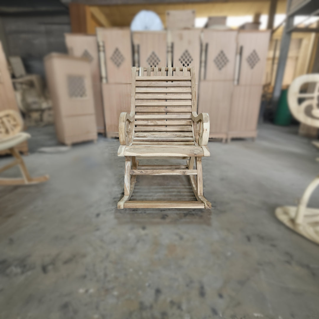 Raw Image of Omaha Teak Wood Rocking Chair (Brown)