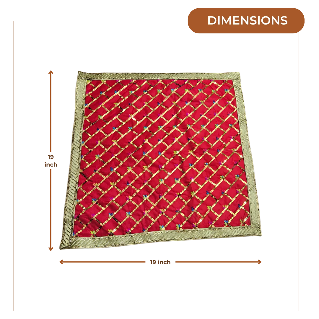 Red Designer Pooja Aasan dimensions