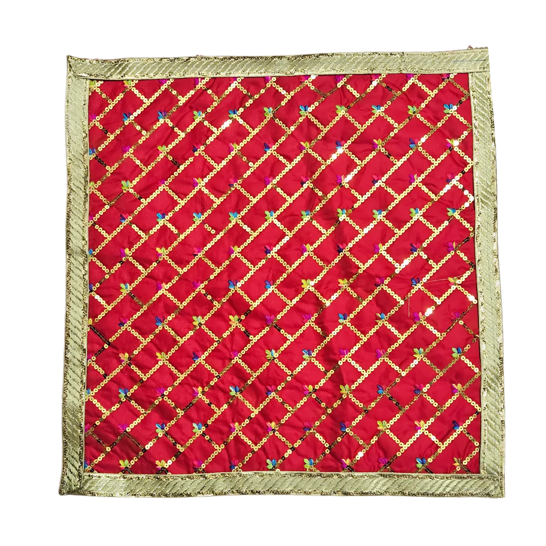 Red Designer Pooja Aasan top view