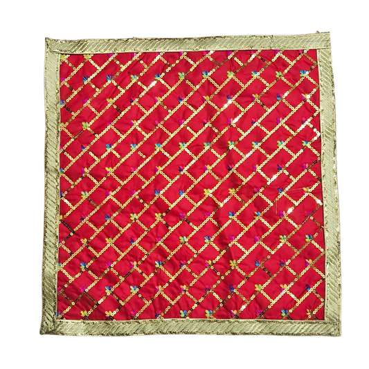 Red Designer Pooja Aasan top view