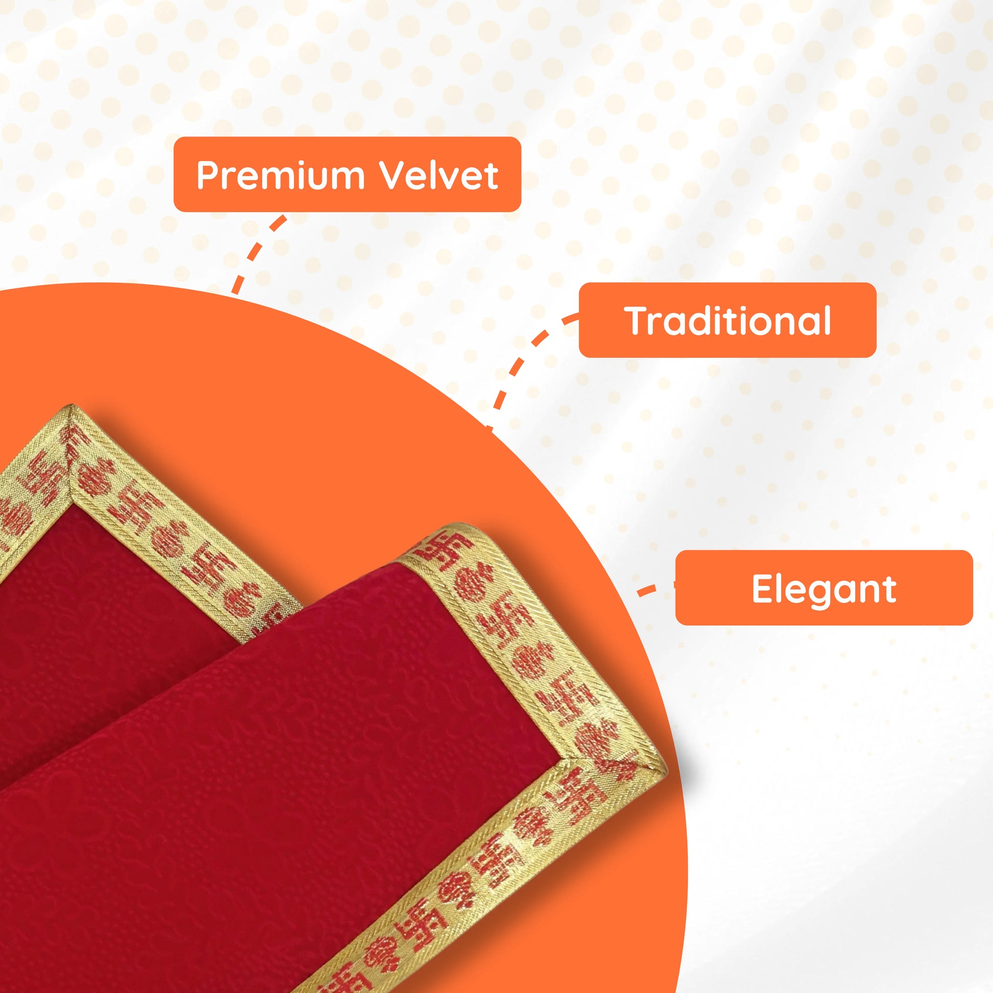 Red Floral Design Pooja Aasan with Swastik Border – 23x13 Inchspecilation view 