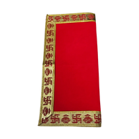 Red Pooja Aasan with Swastik Kalash Border – 12x12.4 Inch fold view