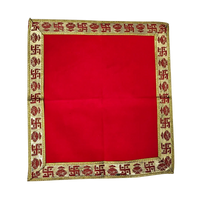 Red Pooja Aasan with Swastik Kalash Border – 12x12.4 Inch top view