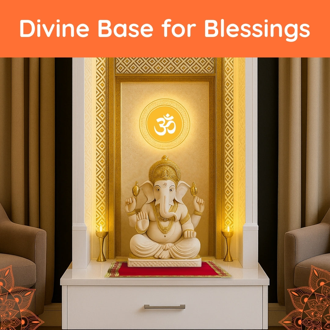 Red Pooja Aasan with Swastik Kalash Border – 12x12.4 Inch lifestyle view 