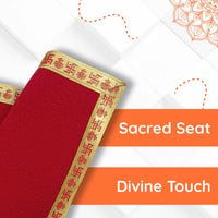Red Pooja Aasan with Swastik Kalash Border – 14x14 Inch border view 