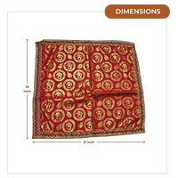 Red Satin Pooja Aasan with Golden Om dimensions