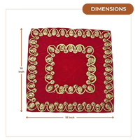 Red Velvet Pooja Aasan with Heavy Golden Embroidery dimensions
