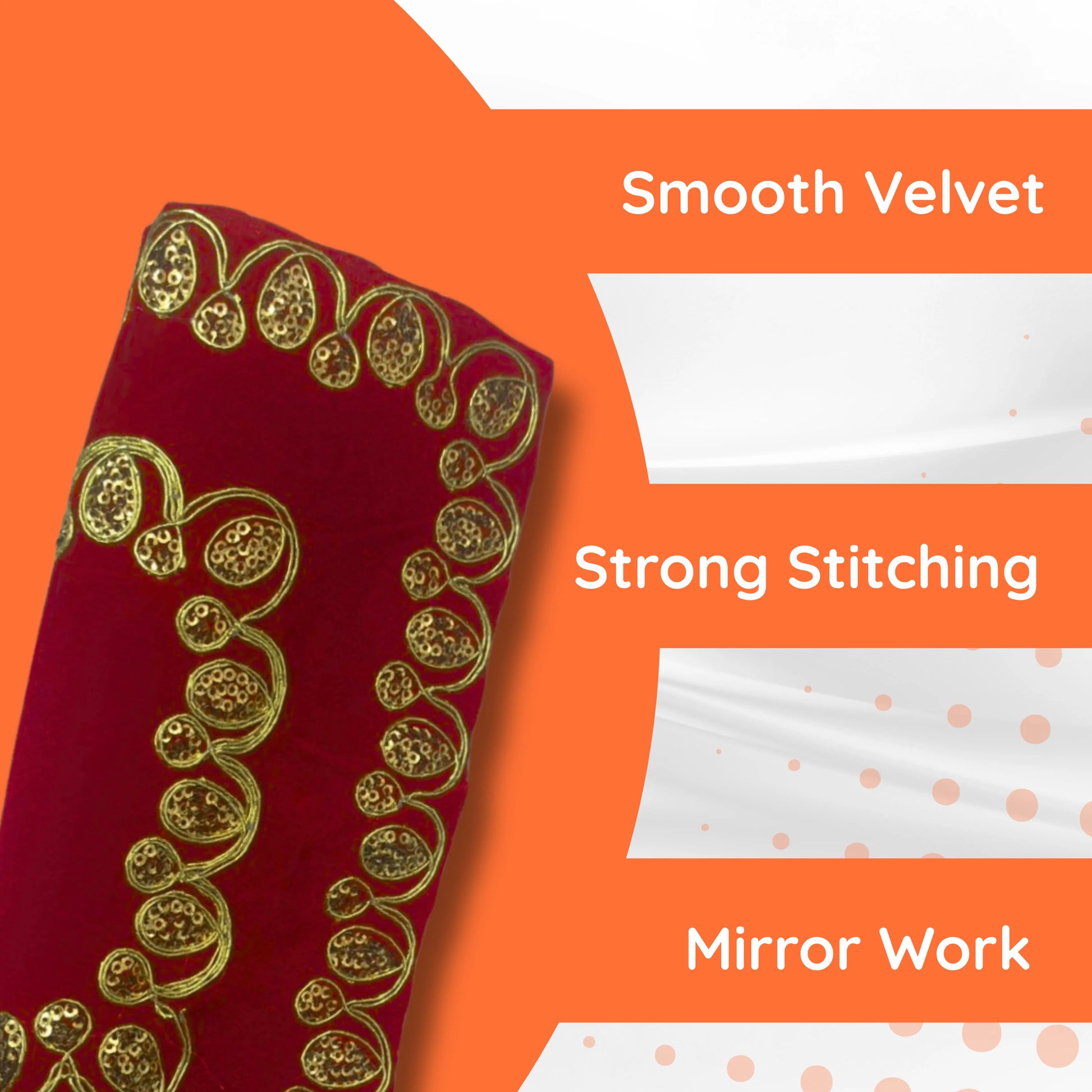  Red Velvet Pooja Aasan with Heavy Golden Embroidery specialisation view