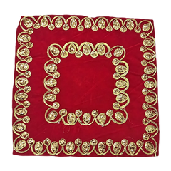Red Velvet Pooja Aasan with Heavy Golden Embroidery