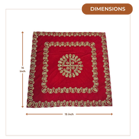 Red Velvet Pooja Aasan with Swastik Embroidery dimensions