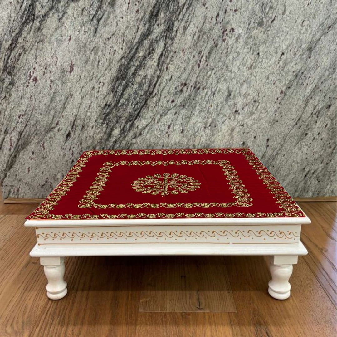  Red Velvet Pooja Aasan with Swastik Embroidery lifestyle view 