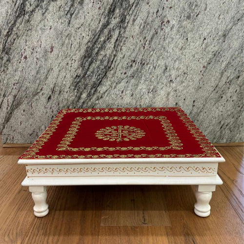 Red Velvet Pooja Aasan with Swastik Embroidery