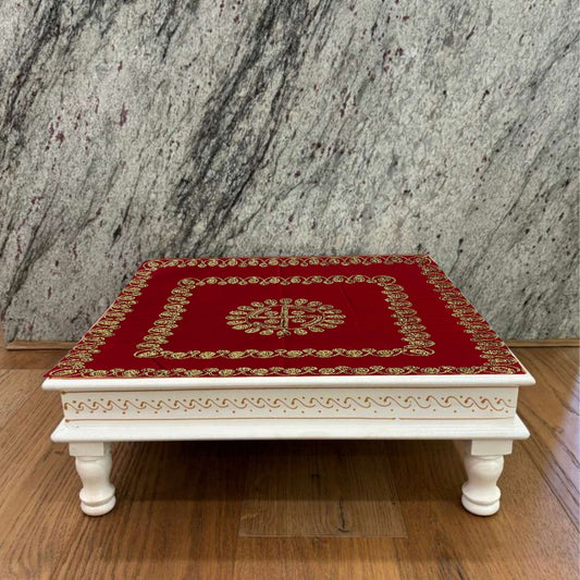  Red Velvet Pooja Aasan with Swastik Embroidery lifestyle view 