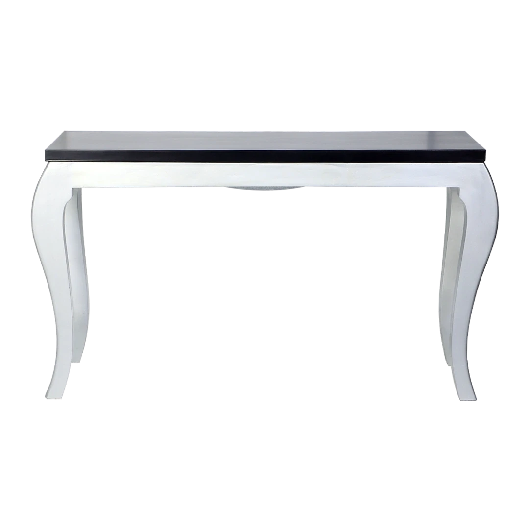Regat Solid Wood Console Table in Brown Silver color back view