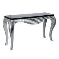 Regat Solid Wood Console Table in Brown Silver color 45° side view