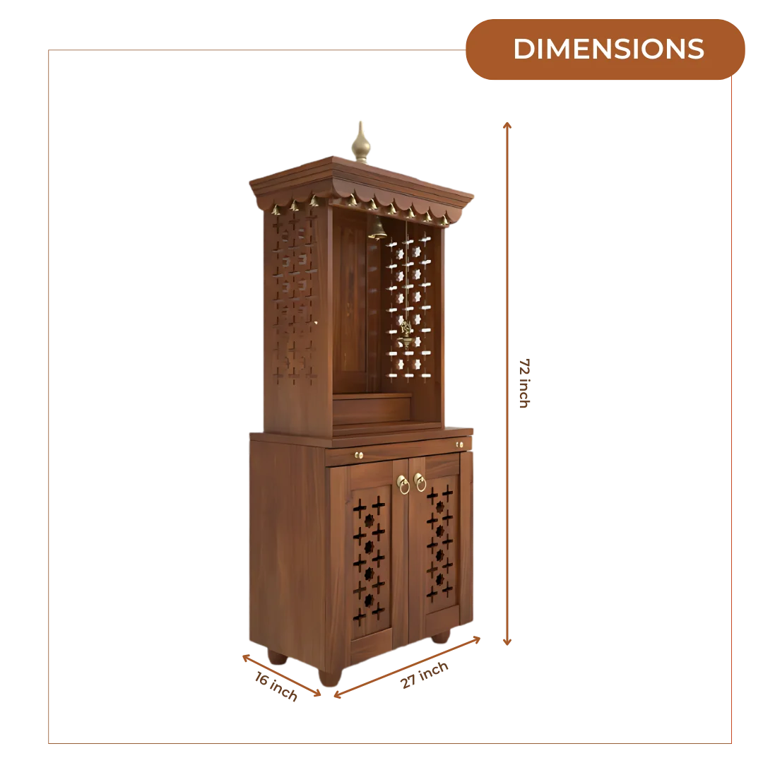 Rudralaya Teak Wood Pooja Mandap (Teak) Dimensions