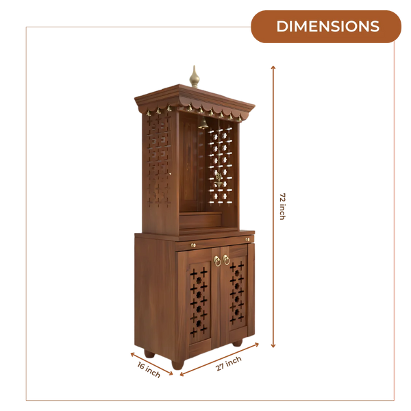 Rudralaya Teak Wood Pooja Mandap (Teak) Dimensions