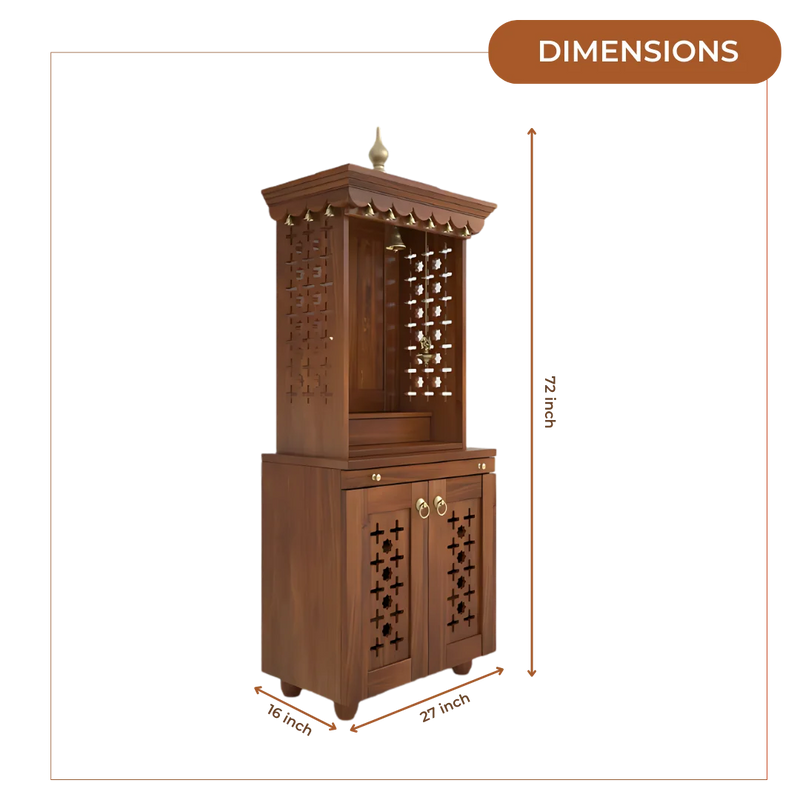 Rudralaya Teak Wood Pooja Mandap (Teak) Dimensions