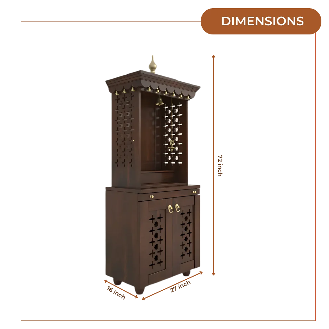 Rudralaya Teak Wood Pooja Mandap (Wenge) Dimensions