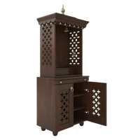 Rudralaya Teak Wood Pooja Mandap (Wenge) Open  drawer