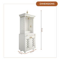 Rudralaya Teak Wood Pooja Mandap (White) Dimensions