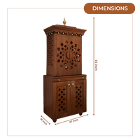 Rudralaya Teak Wood Pooja Mandap with Door (Teak) Dimensions