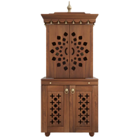 Rudralaya Teak Wood Pooja Mandap with Door (Teak) Front View