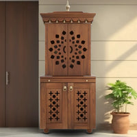 Rudralaya Teak Wood Pooja Mandap with Door (Teak) Lifestyle view