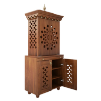 Rudralaya Teak Wood Pooja Mandap with Door (Teak) side view