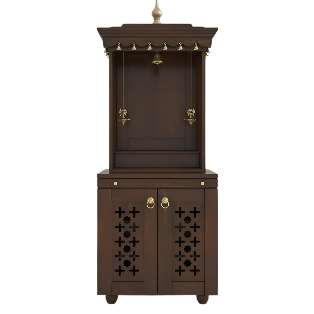 Rudralaya Teak Wood Pooja Mandap without Door (Wenge) Front View